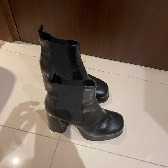 Russell & Bromley Womens Platform High Heeled Boots Black Leather - Picture 10 of 13